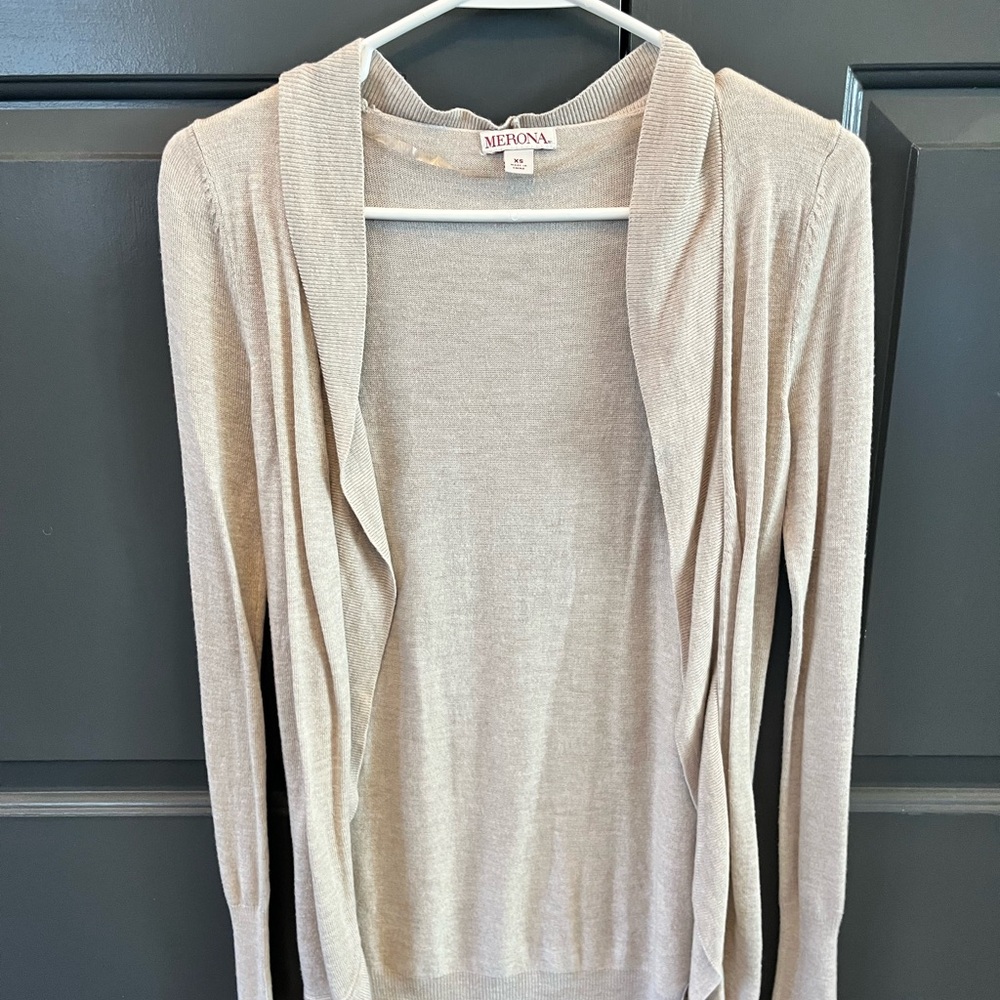 Merona Beige Open Front Cardigan